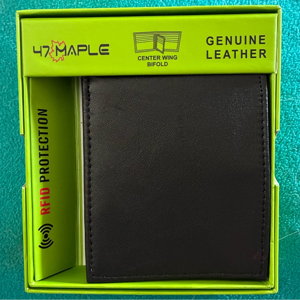 Genuine Leather RFID Protection Wallet, Black